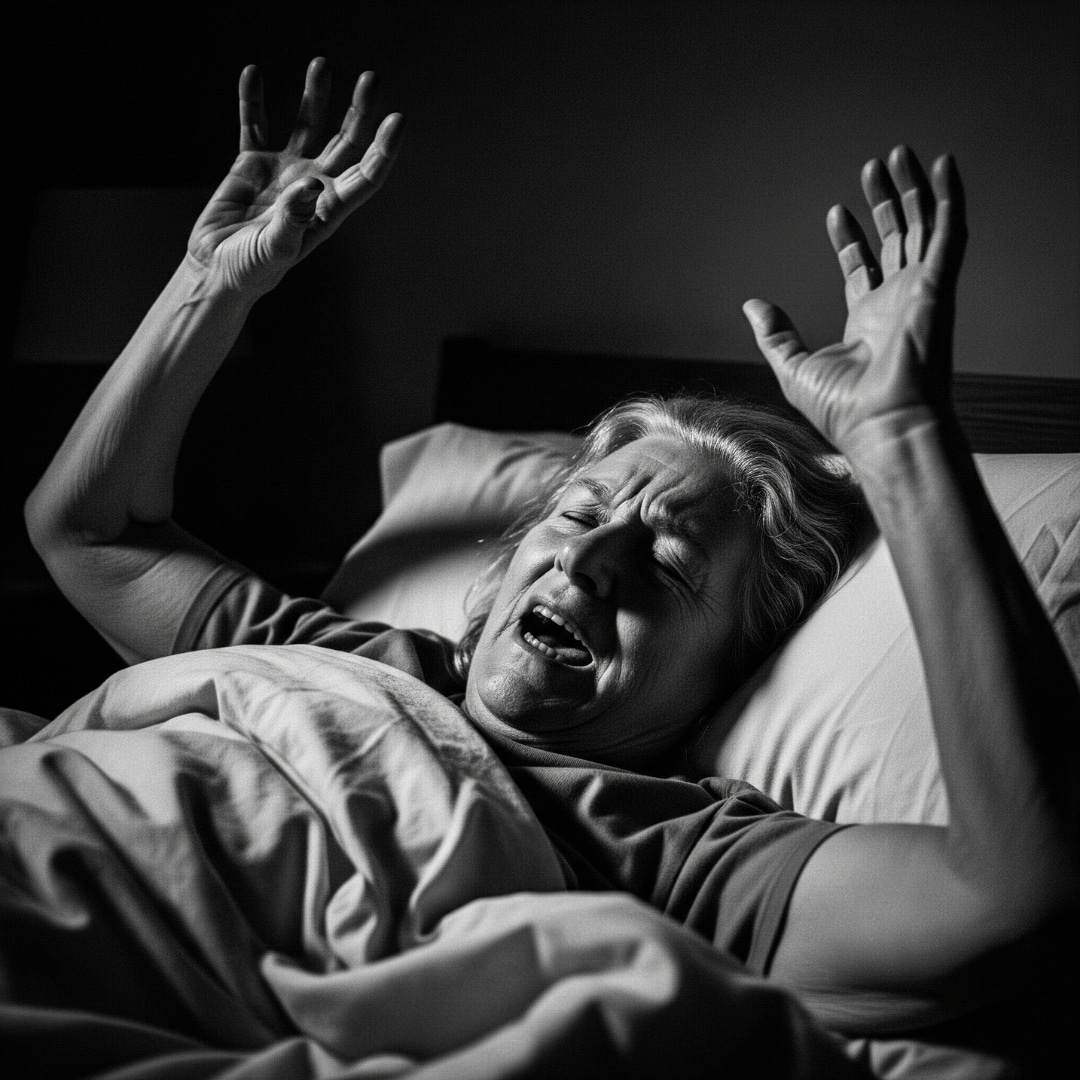 Senior woman screaming in their sleep