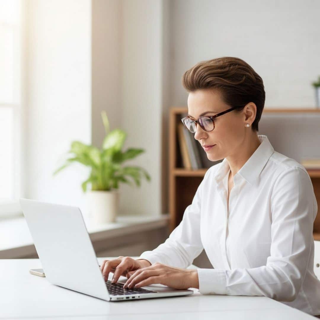 A middle-aged person actively working on a laptop, illustrating the resilience and capability of individuals with Young-Onset Parkinson's.