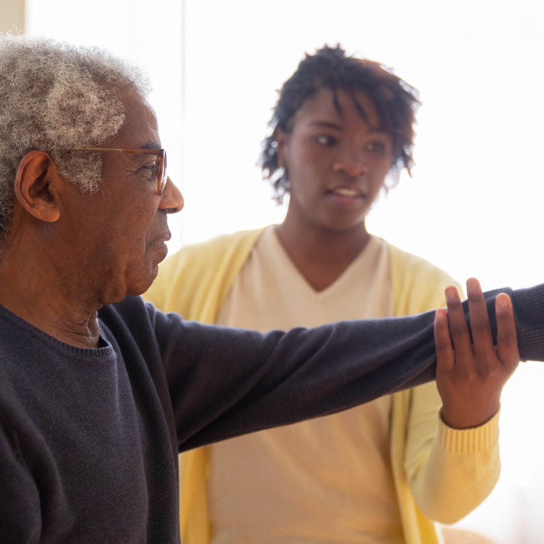 Assisting elderly man