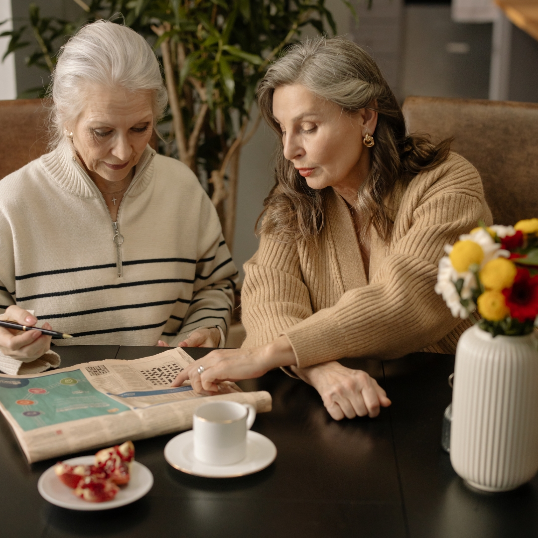 Elderly woman doing a crossword