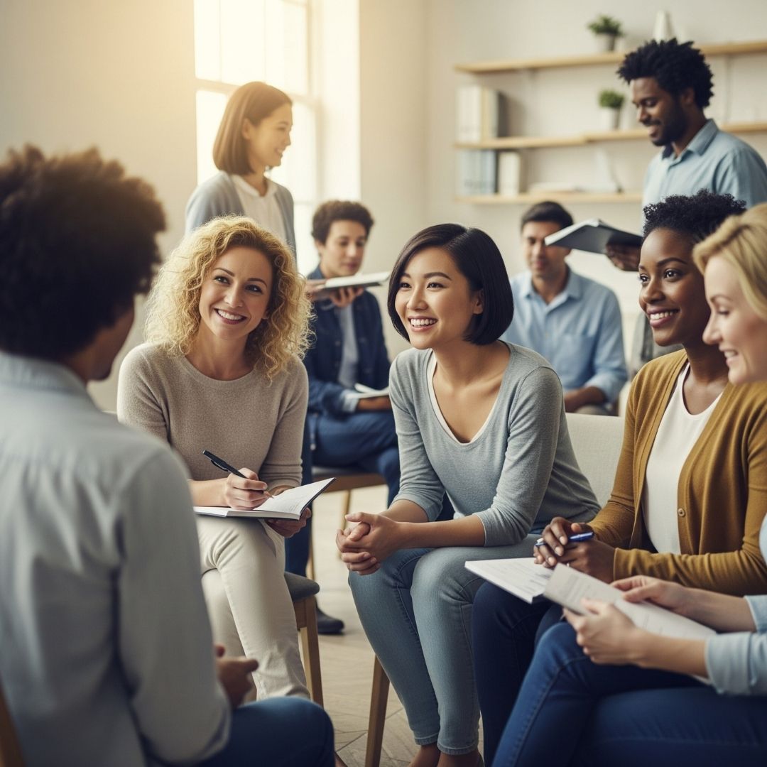 Supportive community group or patient education session.